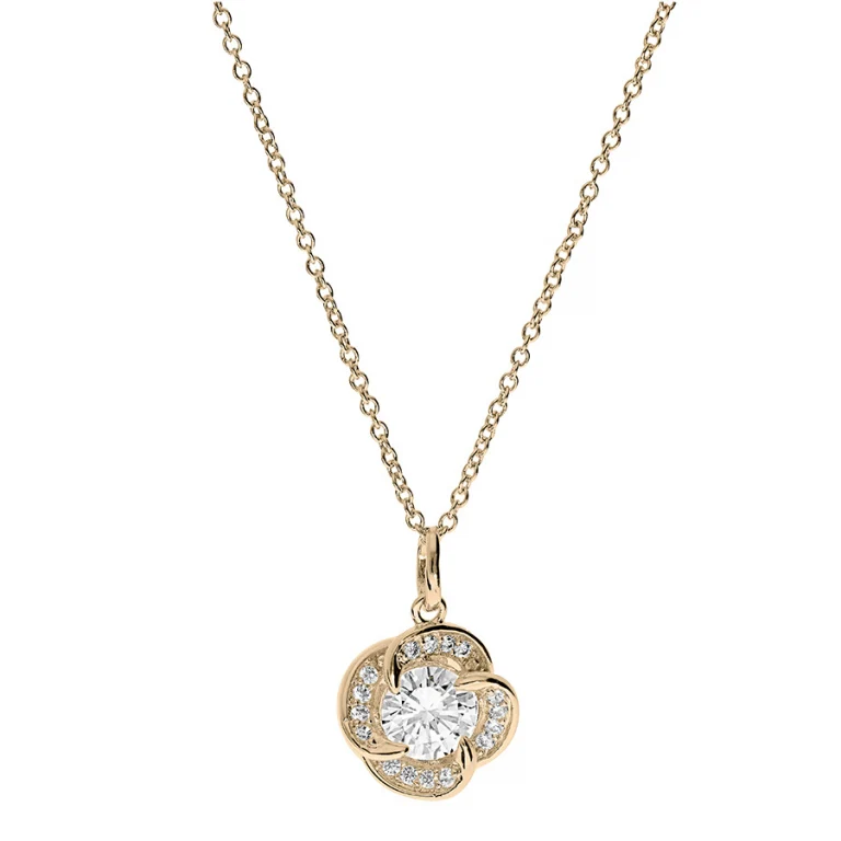 Collier nœud d’amour oxydes blancs – Plaqué or | Azuline