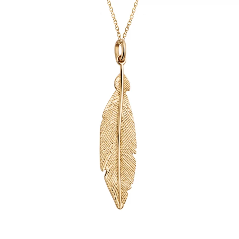 Collier plume texturé – Plaqué or | Azuline