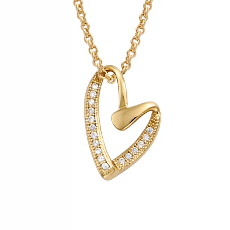 Collier cœur asymétrique serti – Plaqué or | Azuline