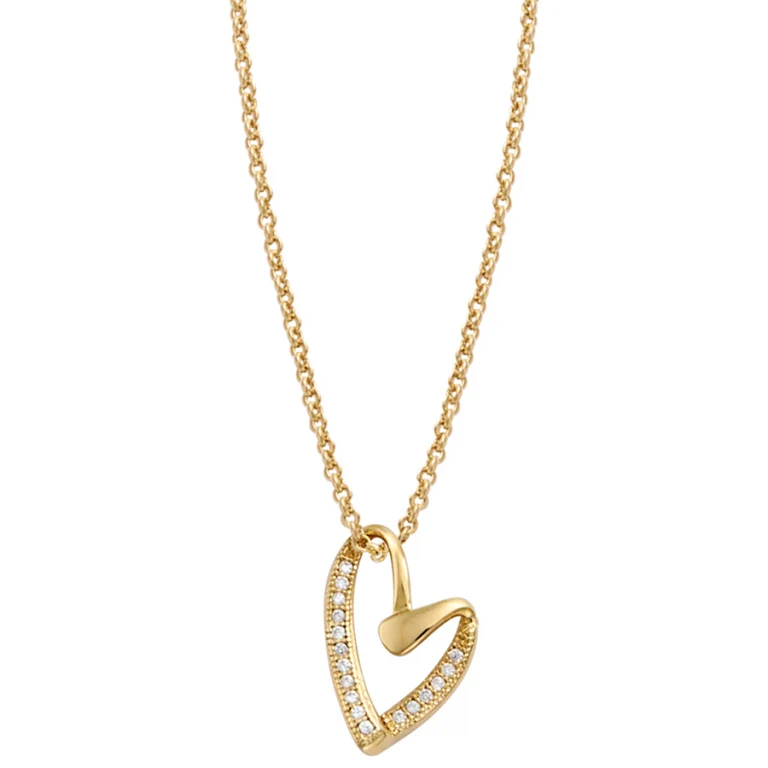 Collier cœur asymétrique serti – Plaqué or | Azuline