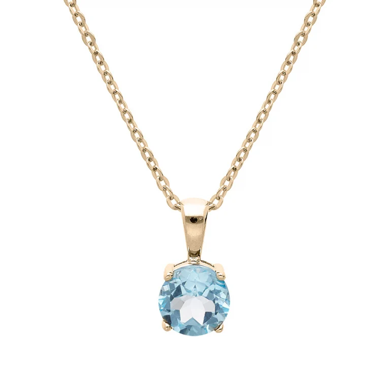 Collier rond à topaze bleu véritable 6,5 mm – Plaqué or | Azuline