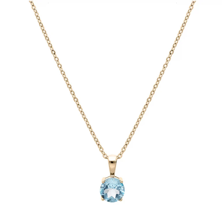 Collier rond à topaze bleu véritable 6,5 mm – Plaqué or | Azuline