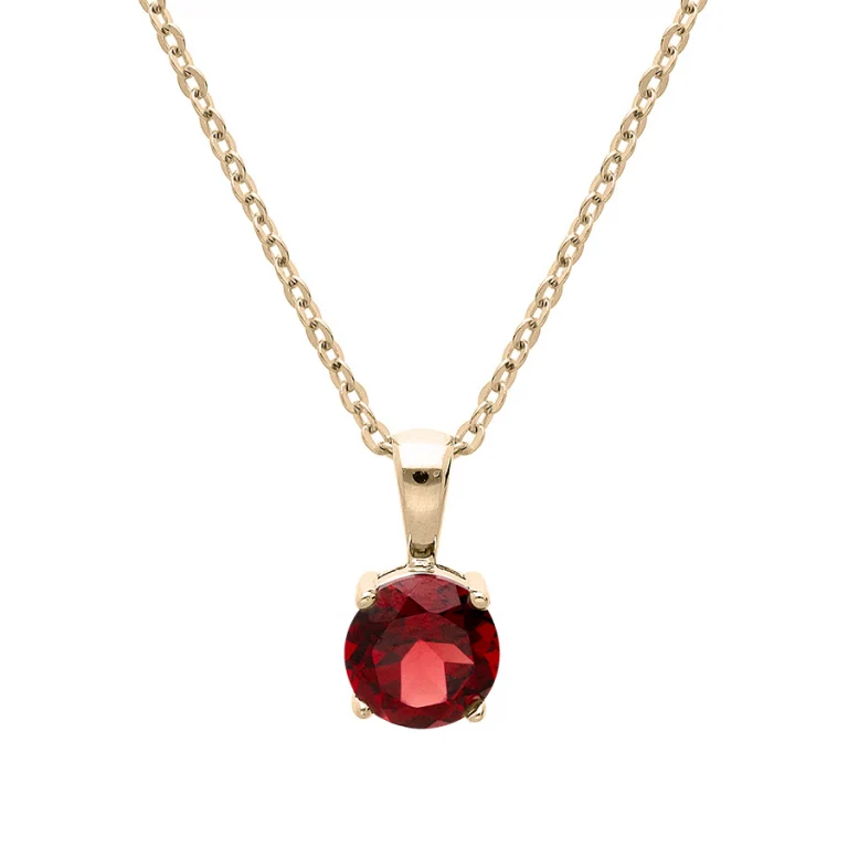 Collier pierre ronde rouge – Plaqué or | Azuline