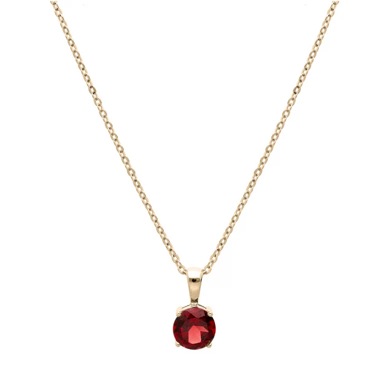 Collier pierre ronde rouge – Plaqué or | Azuline