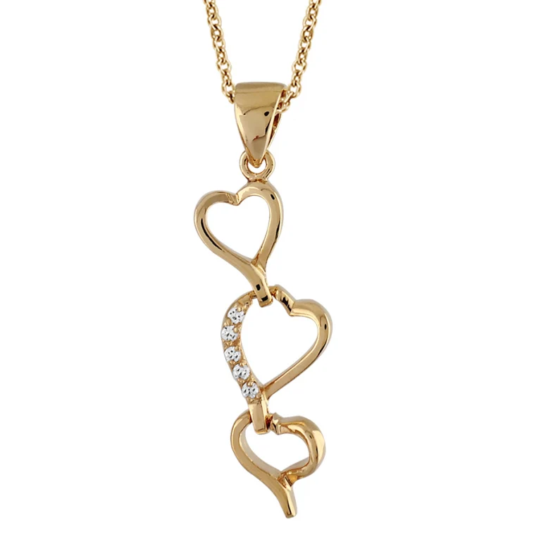 Collier cœur à pierres blanches synthétiques – Plaqué or | Azuline