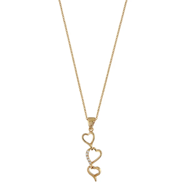Collier cœur à pierres blanches synthétiques – Plaqué or | Azuline