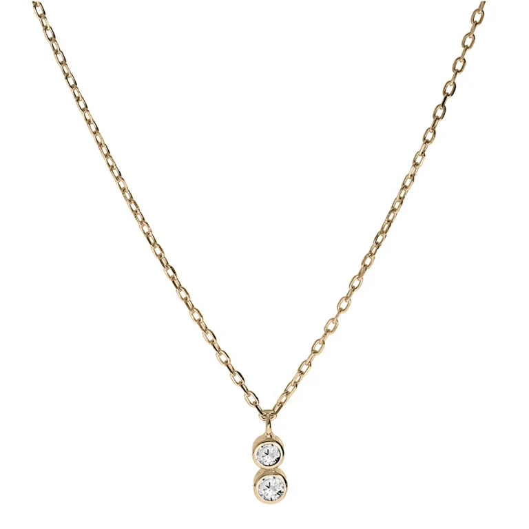 Collier pendentif vertical à deux oxydes sertis clos – Plaqué or | Azuline