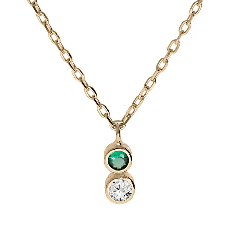 Collier pendentif serti d’oxydes verts et blancs – Plaqué or | Azuline