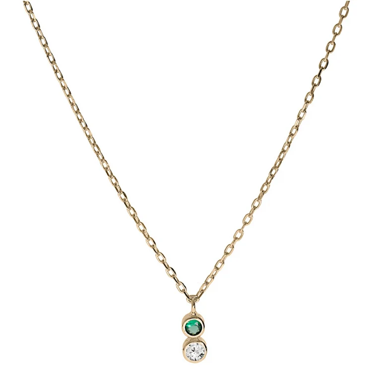 Collier pendentif serti d’oxydes verts et blancs – Plaqué or | Azuline