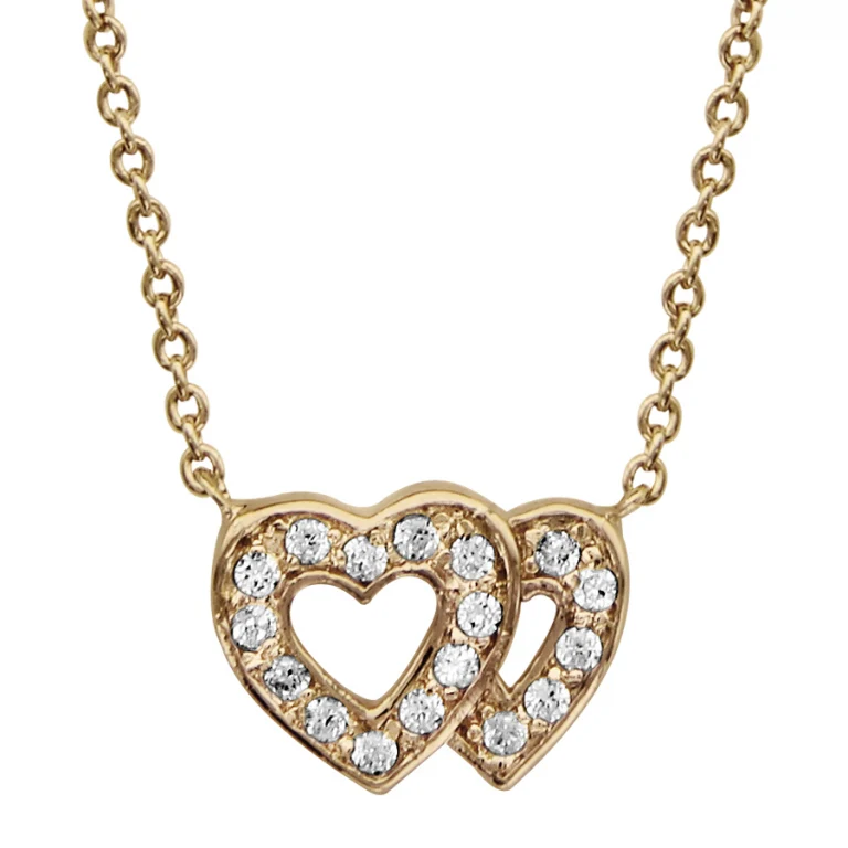 Collier cœur à pierres blanches synthétiques ajouré – Plaqué or | Azuline