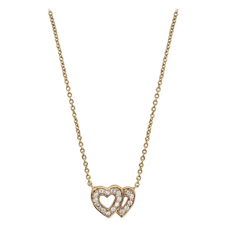 Collier cœur à pierres blanches synthétiques ajouré – Plaqué or | Azuline