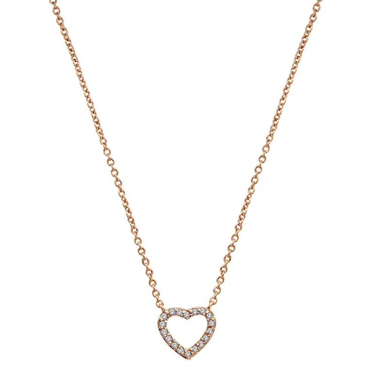 Collier cœur à pierres synthétiques blanches ajouré – Plaqué or | Azuline