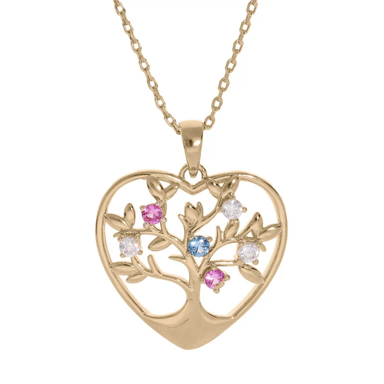 Collier cœur serti d’oxydes de couleurs – Plaqué or | Azuline