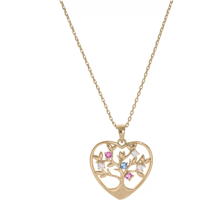 Collier cœur serti d’oxydes de couleurs – Plaqué or | Azuline