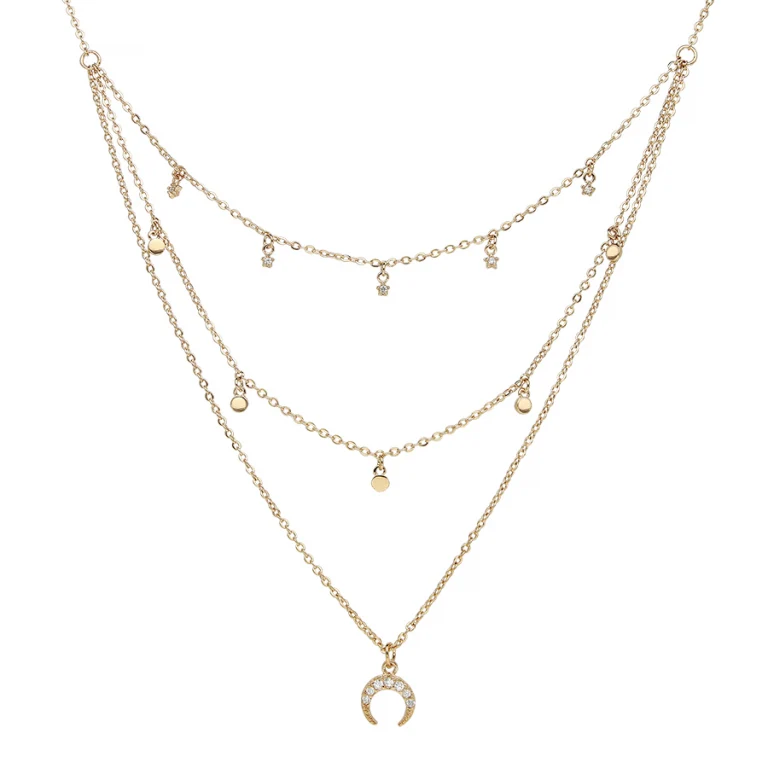 Collier triple rang à pampilles – Plaqué or | Azuline