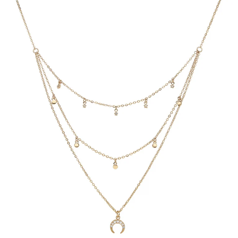 Collier triple rang à pampilles – Plaqué or | Azuline