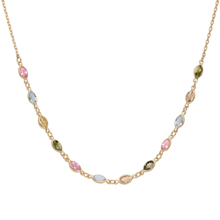 Collier ovale à pierres ovales multicolores – Plaqué or | Azuline