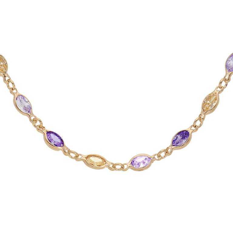 Collier Tutti Frutti dégradé violet et orange – Plaqué or | Azuline