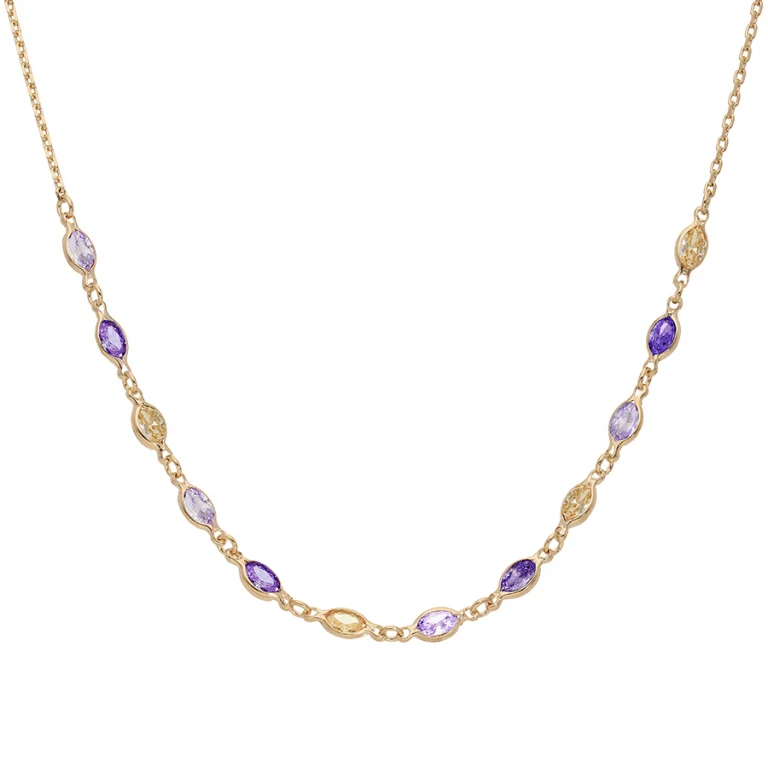 Collier Tutti Frutti dégradé violet et orange – Plaqué or | Azuline