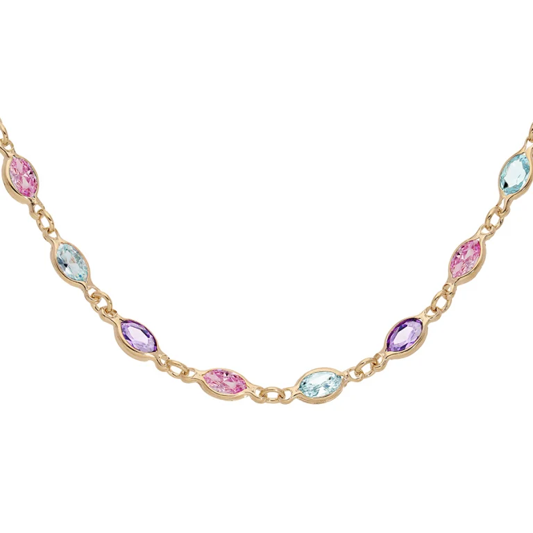 Collier Tutti Frutti dégradé bleu ciel – Plaqué or | Azuline