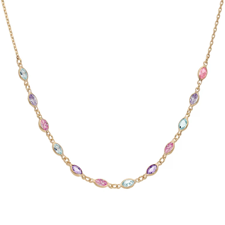 Collier Tutti Frutti dégradé bleu ciel – Plaqué or | Azuline