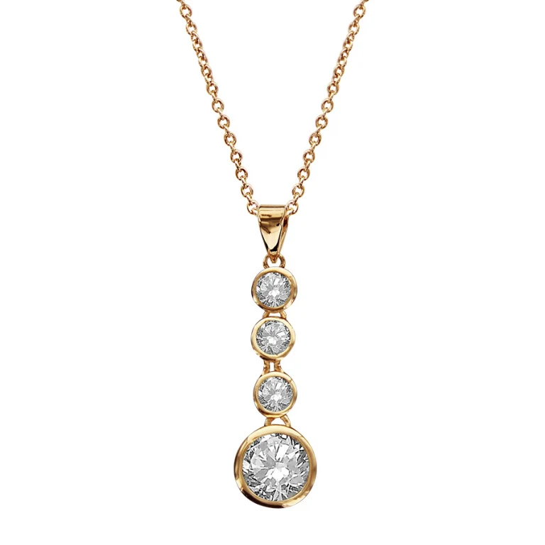 Collier pendentif à pierres blanches synthétiques – Plaqué or | Azuline