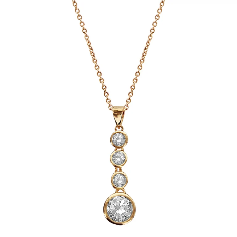 Collier pendentif à pierres blanches synthétiques – Plaqué or | Azuline