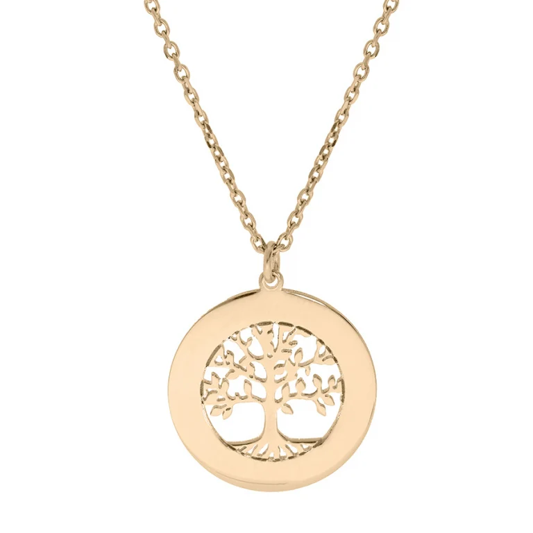 Collier cercle à petit arbre de vie à graver – Plaqué or | Azuline