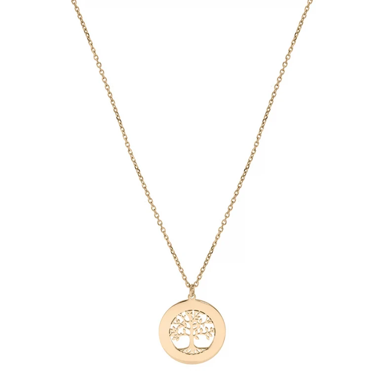 Collier cercle à petit arbre de vie à graver – Plaqué or | Azuline