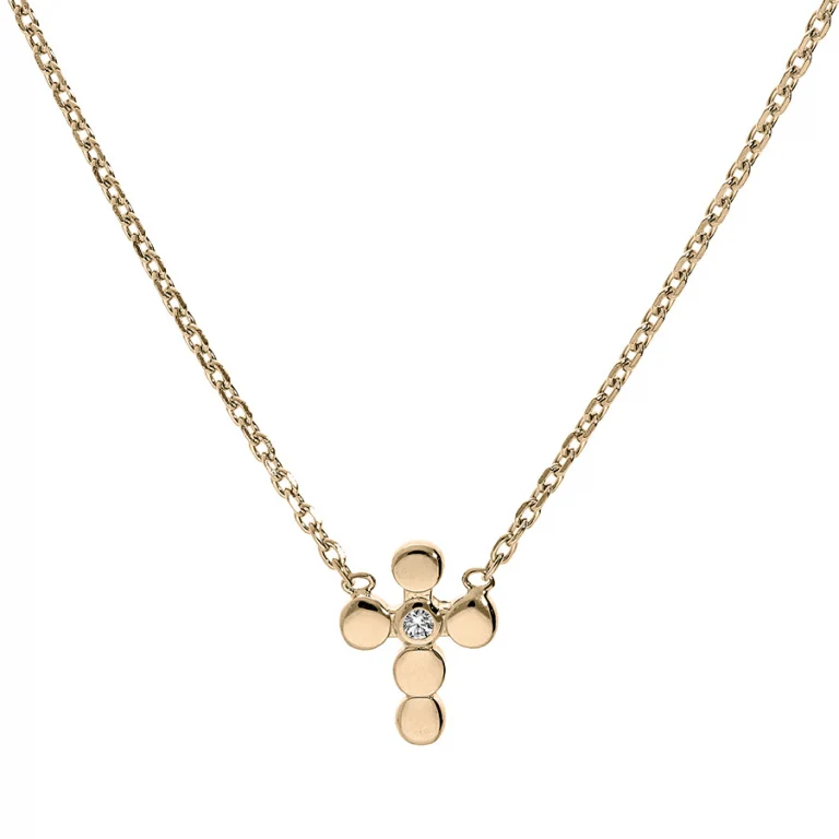 Collier croix à oxyde blanc – Plaqué or | Azuline