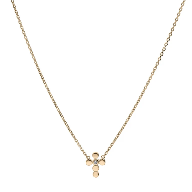 Collier croix à oxyde blanc – Plaqué or | Azuline