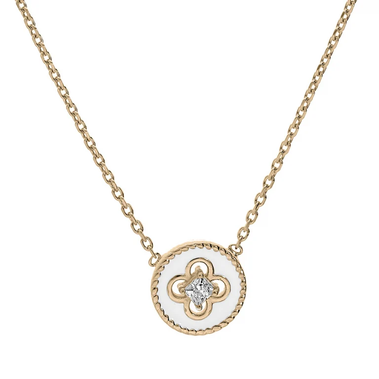Collier croix serti d’oxydes blancs en résine – Plaqué or | Azuline
