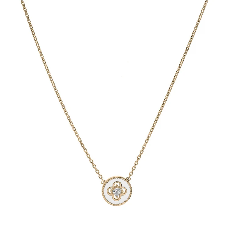 Collier croix serti d’oxydes blancs en résine – Plaqué or | Azuline