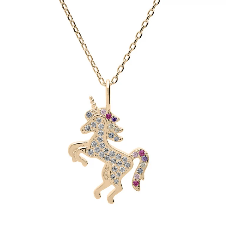 Collier licorne serti d’oxydes multicolores – Plaqué or | Azuline