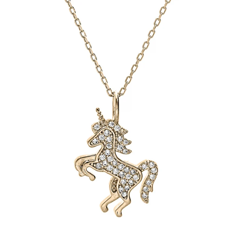Collier licorne serti d’oxydes blancs – Plaqué or | Azuline