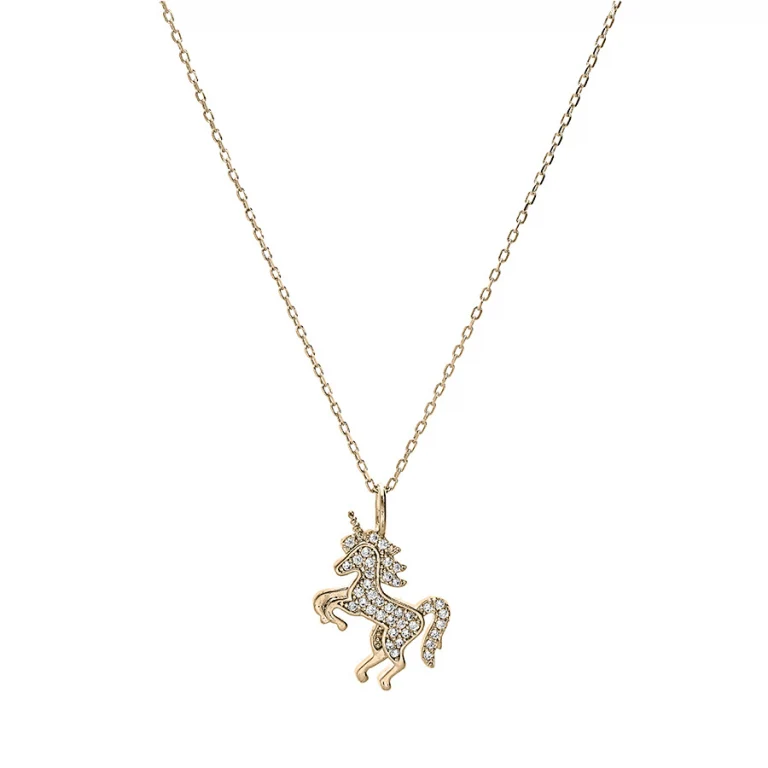 Collier licorne serti d’oxydes blancs – Plaqué or | Azuline