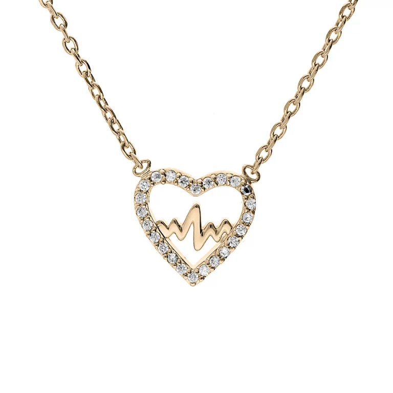 Collier cœur à courbe sertie d’oxydes – Plaqué or | Azuline