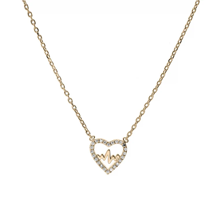 Collier cœur à courbe sertie d’oxydes – Plaqué or | Azuline