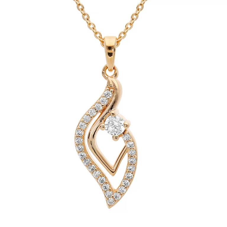 Collier flamme sertie d’oxydes – Plaqué or | Azuline