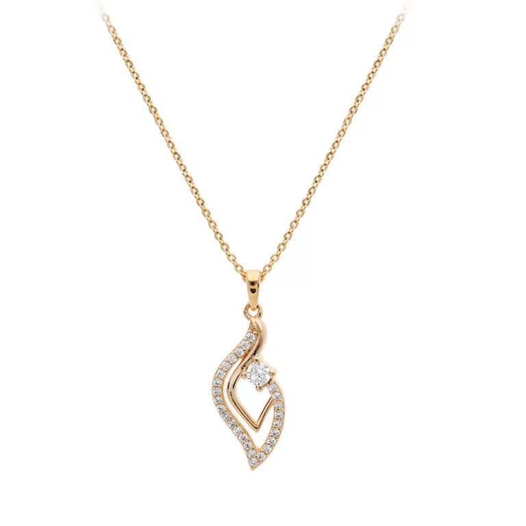 Collier flamme sertie d’oxydes – Plaqué or | Azuline