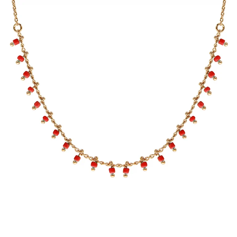 Collier pampilles rouges – Plaqué or | Azuline