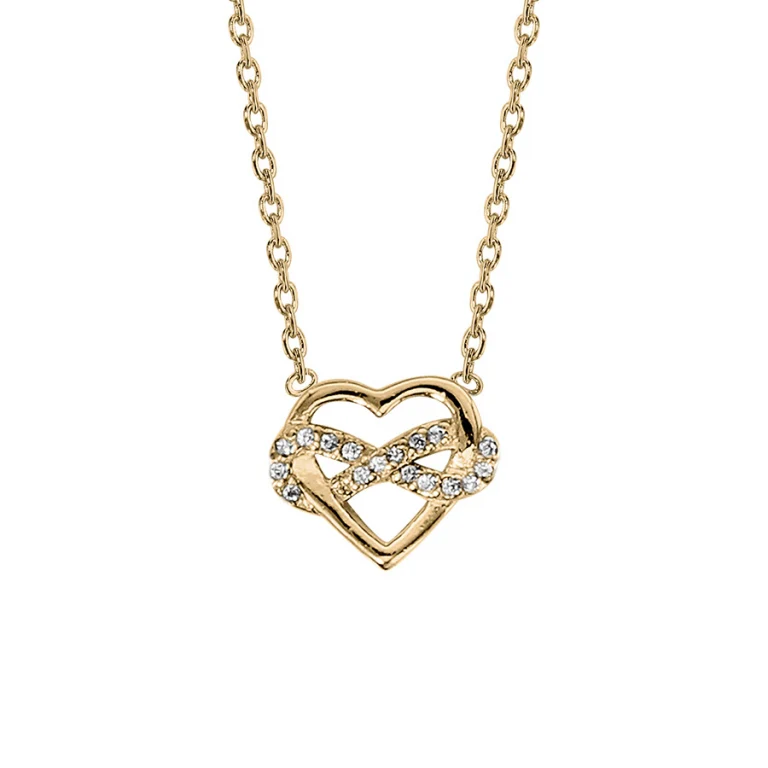 Collier cœur entrelacé d’un infini serti d’oxydes blancs – Plaqué or | Azuline