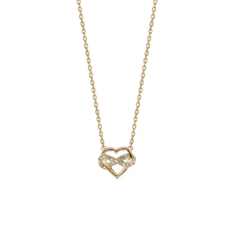 Collier cœur entrelacé d’un infini serti d’oxydes blancs – Plaqué or | Azuline