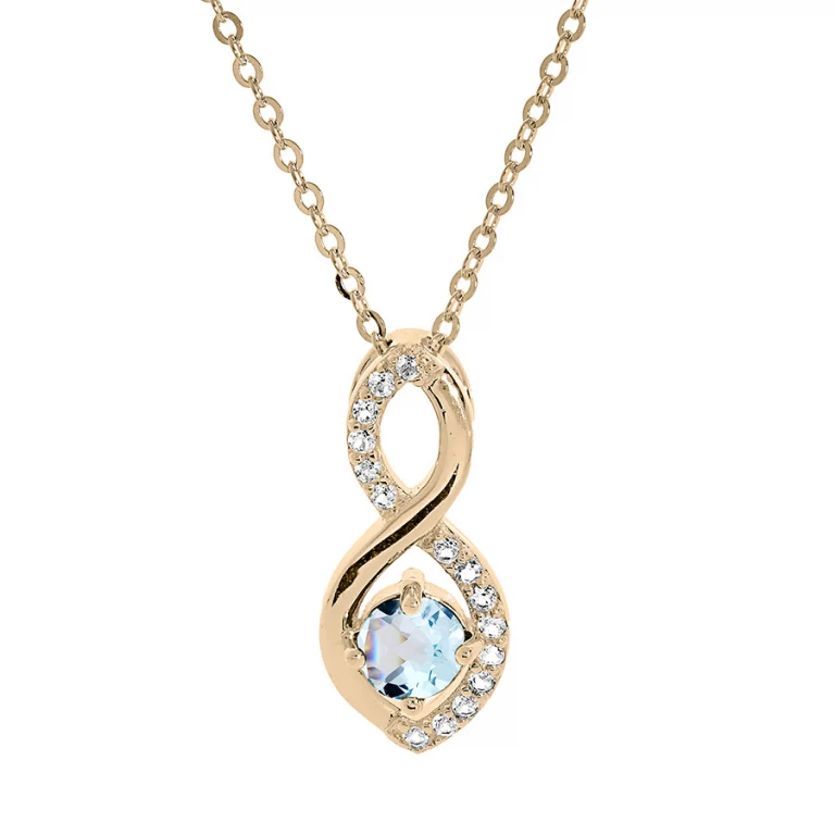 Collier infini à topaze bleu véritable, oxydes blancs – Plaqué or | Azuline