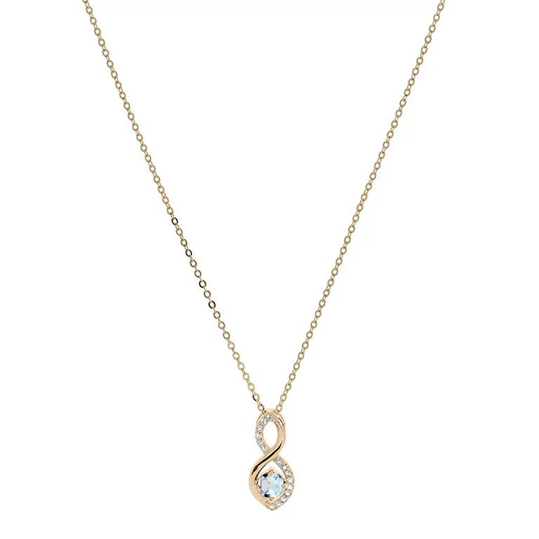 Collier infini à topaze bleu véritable, oxydes blancs – Plaqué or | Azuline