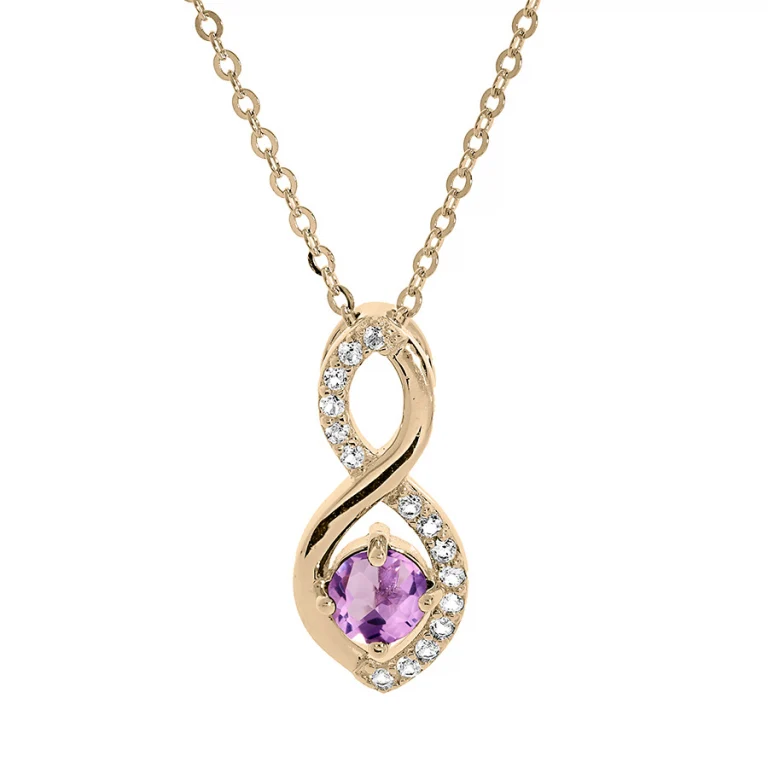 Collier infini à améthyste véritable, oxydes blancs – Plaqué or | Azuline