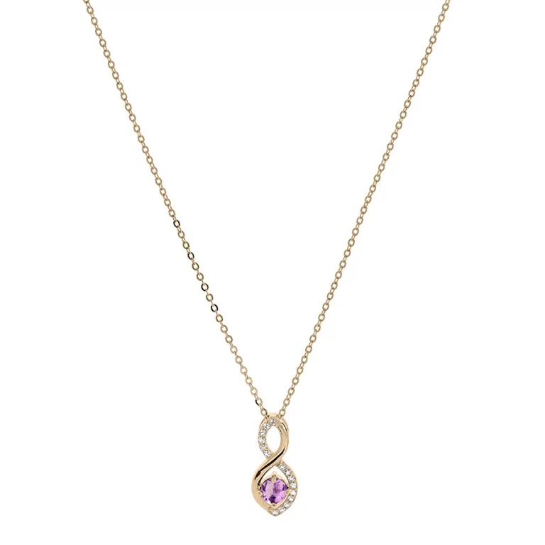 Collier infini à améthyste véritable, oxydes blancs – Plaqué or | Azuline