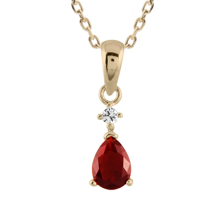 Collier goutte à pierre rouge synthétique en forme de goutte – Plaqué or | Azuline
