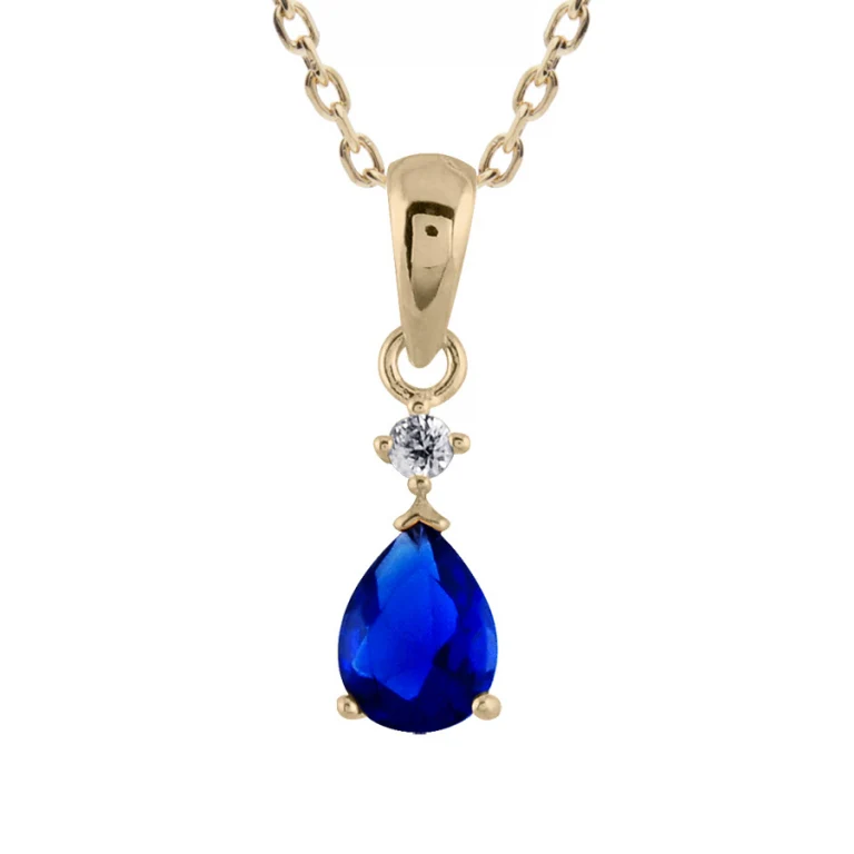 Collier pierre goutte bleu foncé – Plaqué or | Azuline