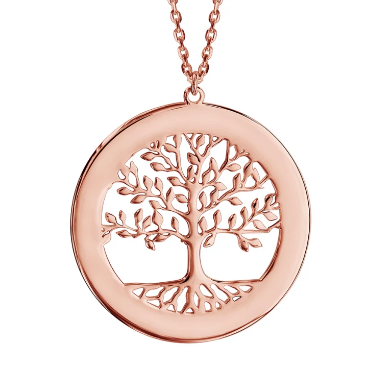 Collier cercle ajouré arbre de vie à graver – Plaqué or rose | Azuline